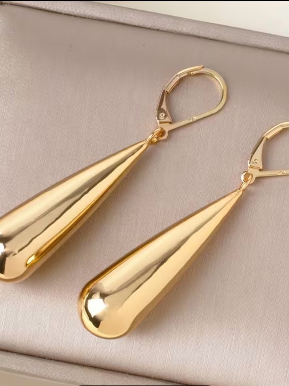 Gold Teardrop Drop Earrings - Elegant Women's Jewelry